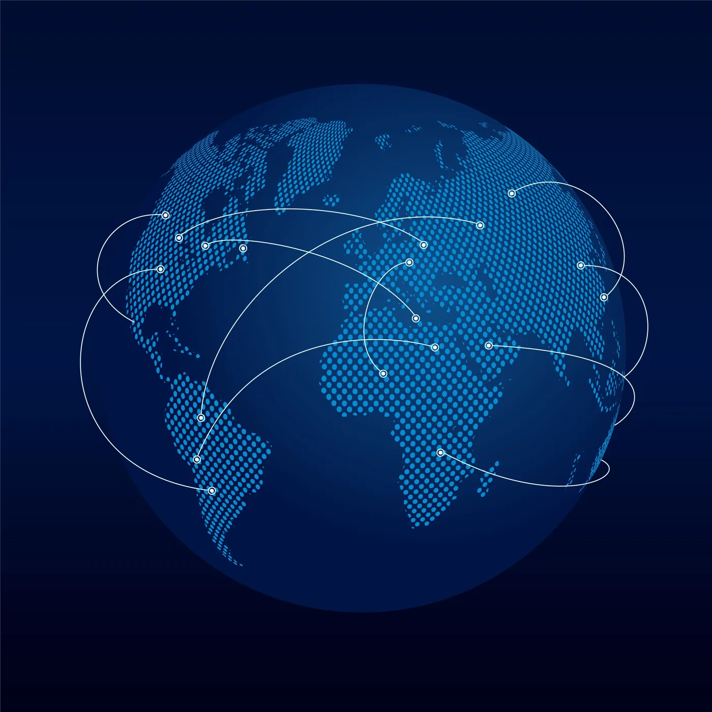 Globe showing international shipping routes